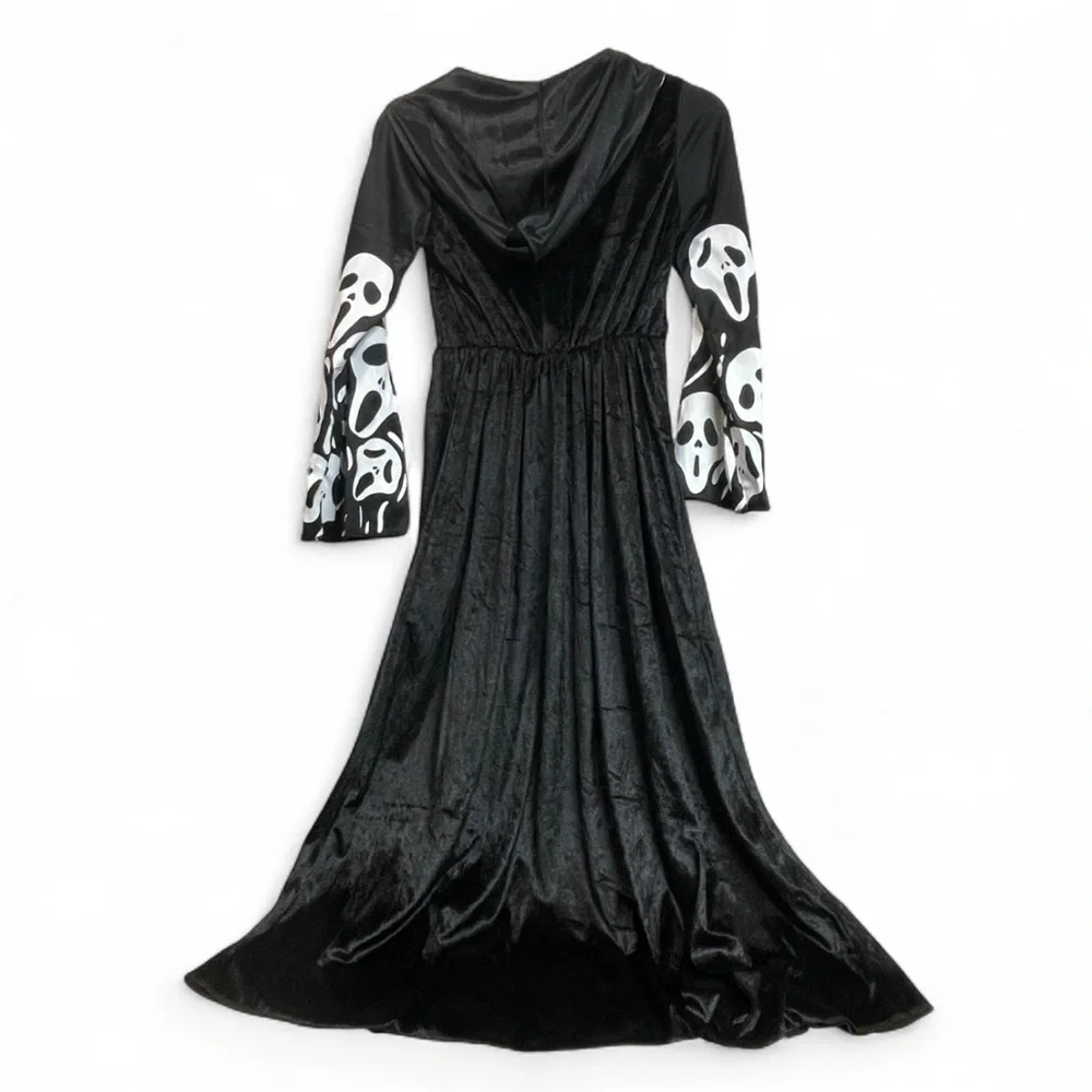 Black & white Velvet Scream Ghostface‎ Hooded costume Youth XL
